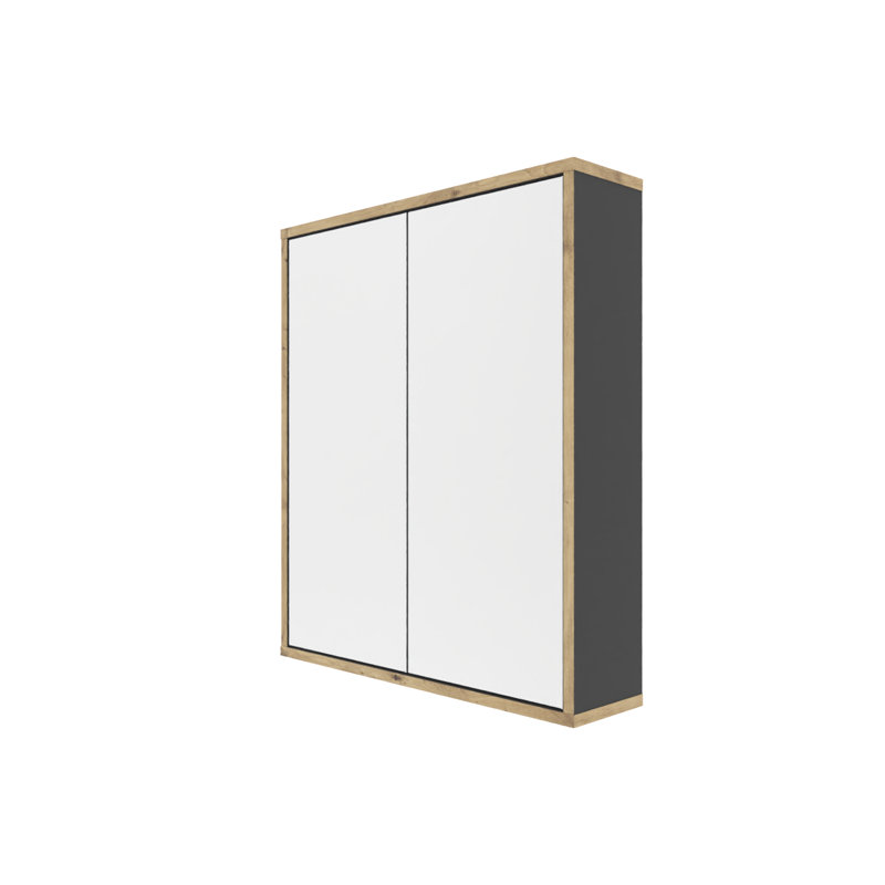 Tiburon 60mm W 70mm H Wall Mounted Required Medicine Cabinet Mirror, Gray/Oak