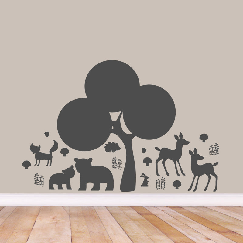 Décalcomanie murale forêt forestière, Gris foncé