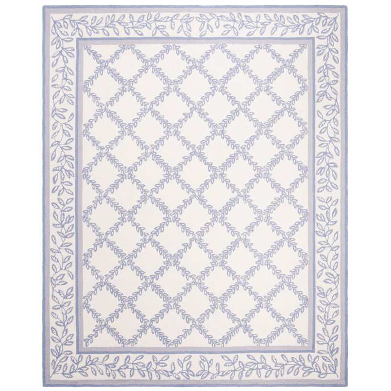 Roseta Hand Hooked Wool Pile Geometric Rug, Rectangle 8' x 10'