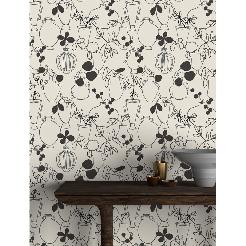 Susan Hable Wallpaper by Susan Hable, Black/Cream