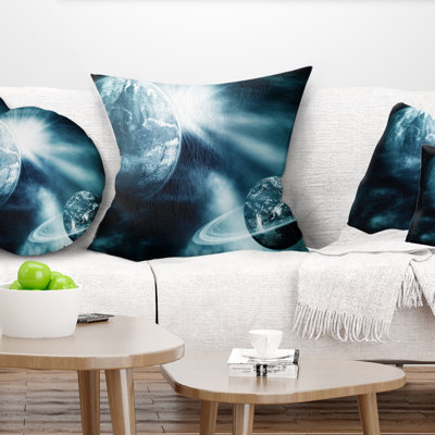 Design Art Space View With Two Planets - Abstract Printed Pillow