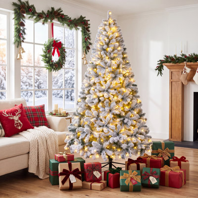 Arbre de Noël artificiel enneigé 6 pi, 800 pointes enneigées, 250 DEL 11 modes