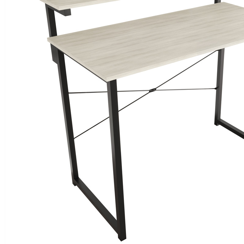 Bureau d'écriture en métal avec tablette, H 35,63 po x l 39,37 po x P 19,68 po, Gris clair