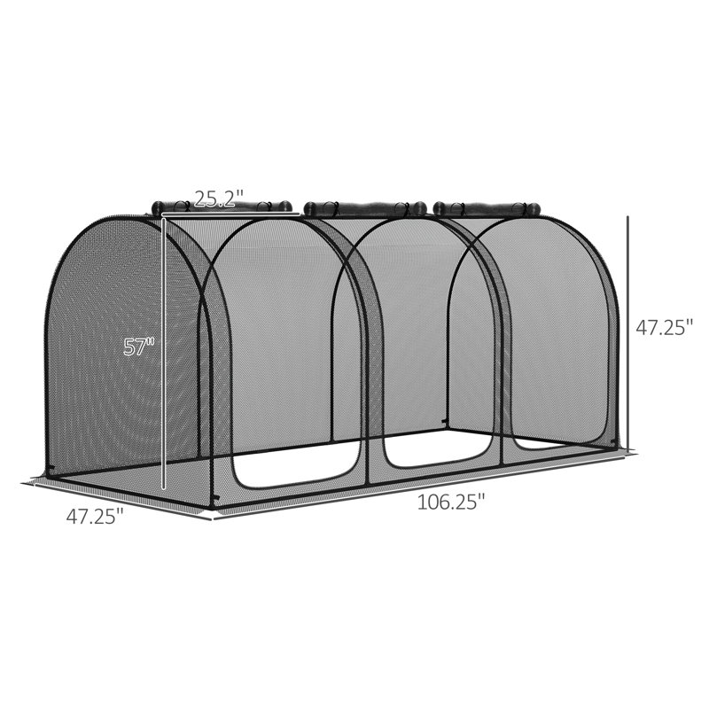 Black Mesh Plant Protection Tent with Zippered Doors