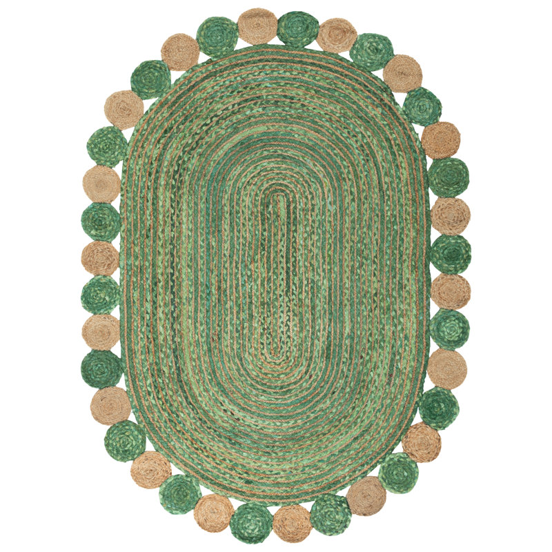 Sherise Hand Woven Jute Cotton Rug, Oval 5' x 7'