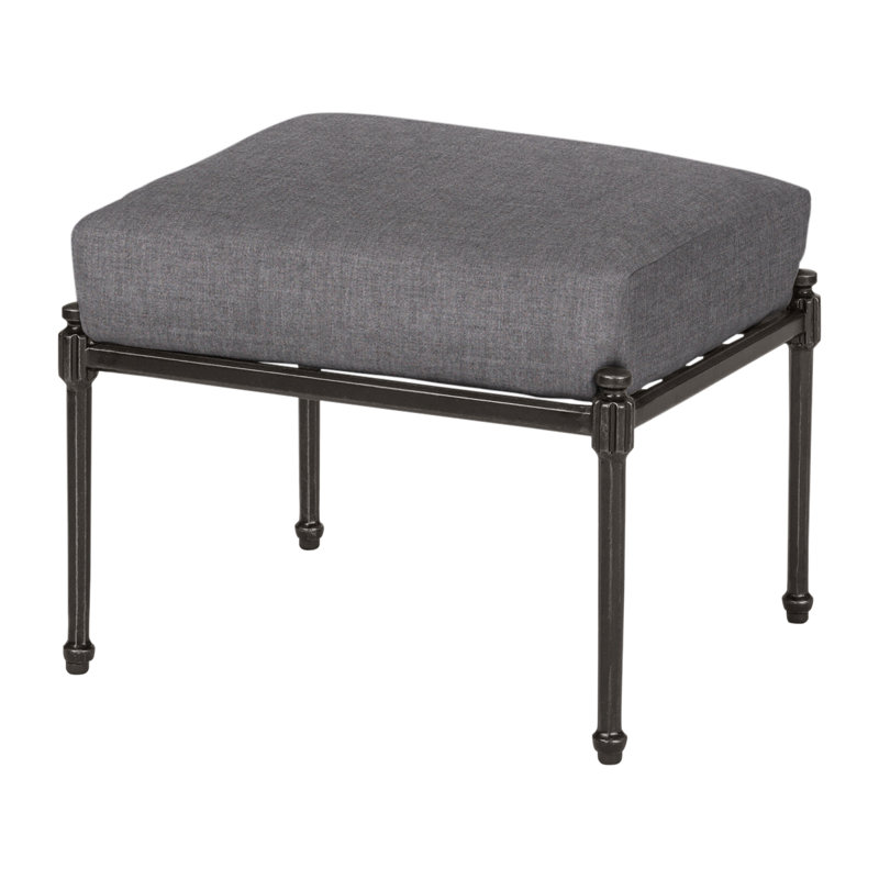 Morro Bay Outdoor Ottoman, Cast Slate Sunbrella® Plainweave, Midnight Gold