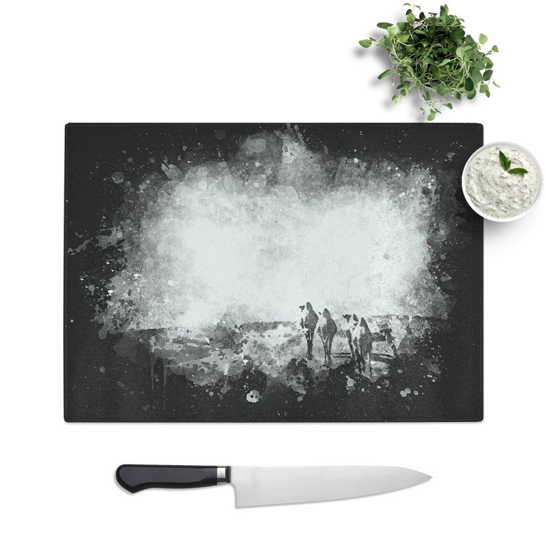 Tempered Glass Camels on the Move Chopping Board, 28.5 cm x 39 cm