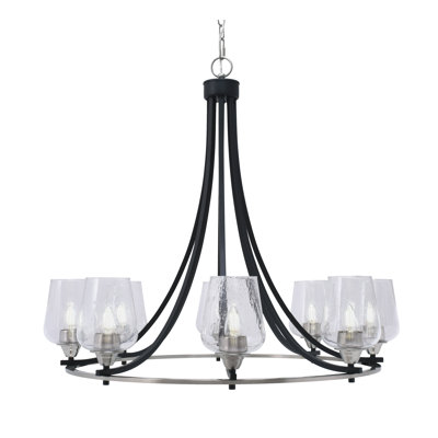 Lustre 8 lumières avec verre à bulles 5 "Paramount