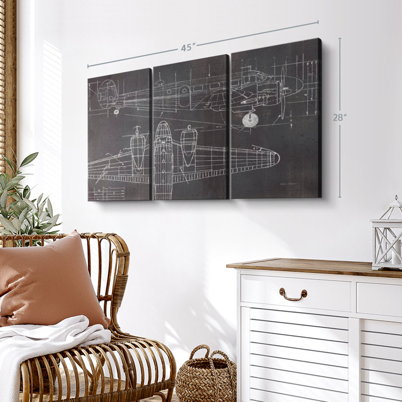 Avion, impression sur toile, H 28 po x l 45 po x P 1,25 po