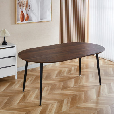 Table de bureau avec design extensible, plateau en noyer élégant et pieds en métal noir, 140 x 100 x 75 cm, pieds de salle à manger de couleur sophistiquée, 100 x 100 x 75 cm, facile à assembler pour une pièce ou une utilisation
