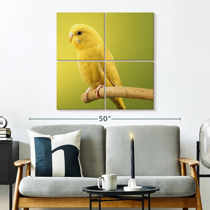 Brampt Perched Yellow Parakeet, 32" H x 32" W