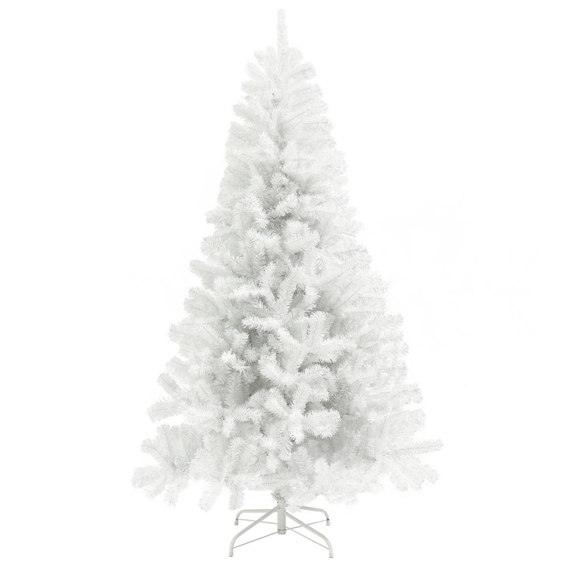 Arbre de Noël artificiel de 7,5 pi de hauteur, arbre de Noël non éclairé avec 1346 pointes de branches, ouverture automatique, base en acier, décoration des Fêtes pour bureau personnel, blanc