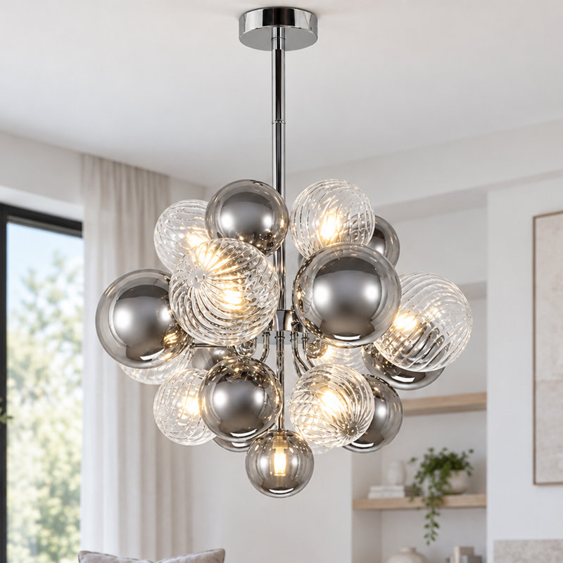 Lustre moderne à bulles argentées 23,6 "