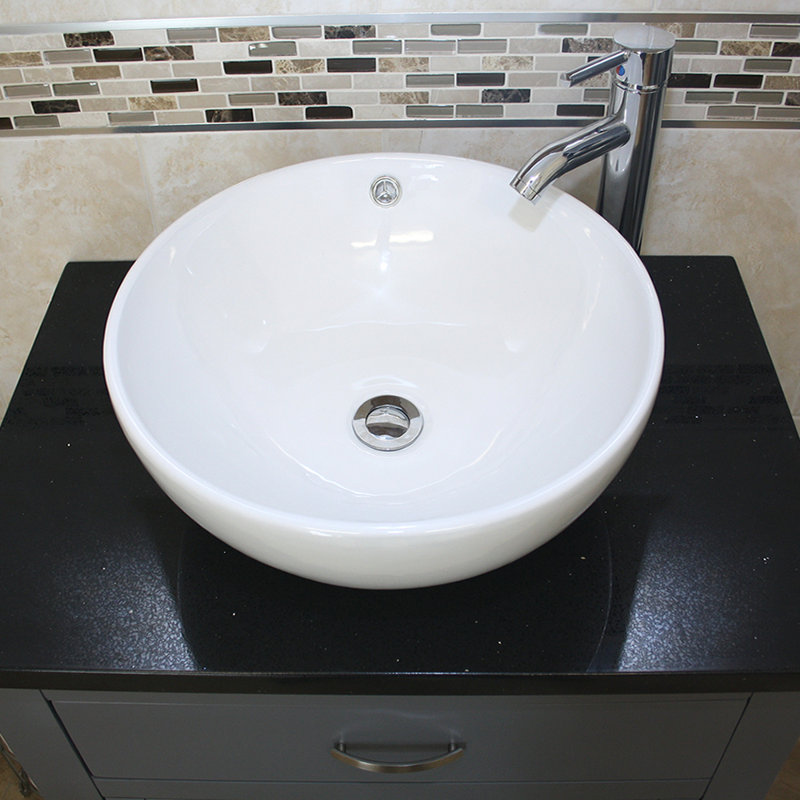 Roddy 750mm Single Bathroom Vanity with Vessel Ceramic Basin, Black Quartz, Grey