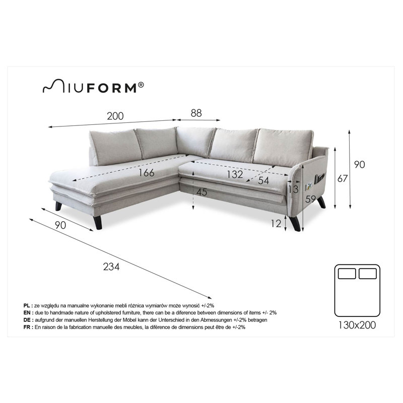 Charming Charlie Limited 6 Seater Sofa Bed, Left facing, Sand grey