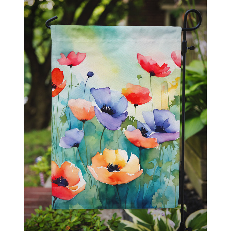 Anémones dans l'aquarelle, drapeau de jardin