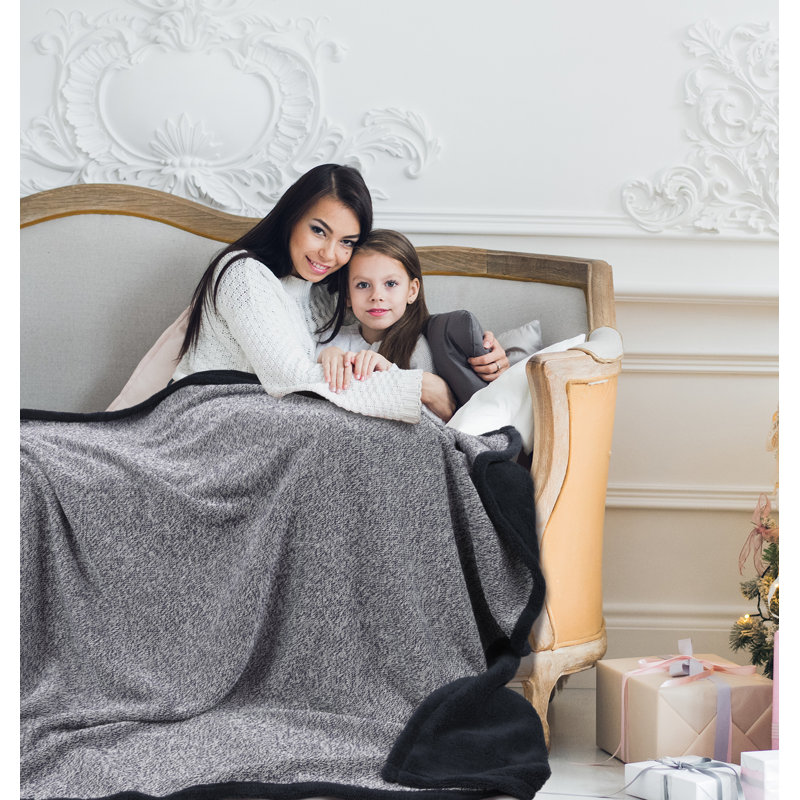 Dark Gray Reversible Sherpa Fleece Throw Blanket 60" x 50"
