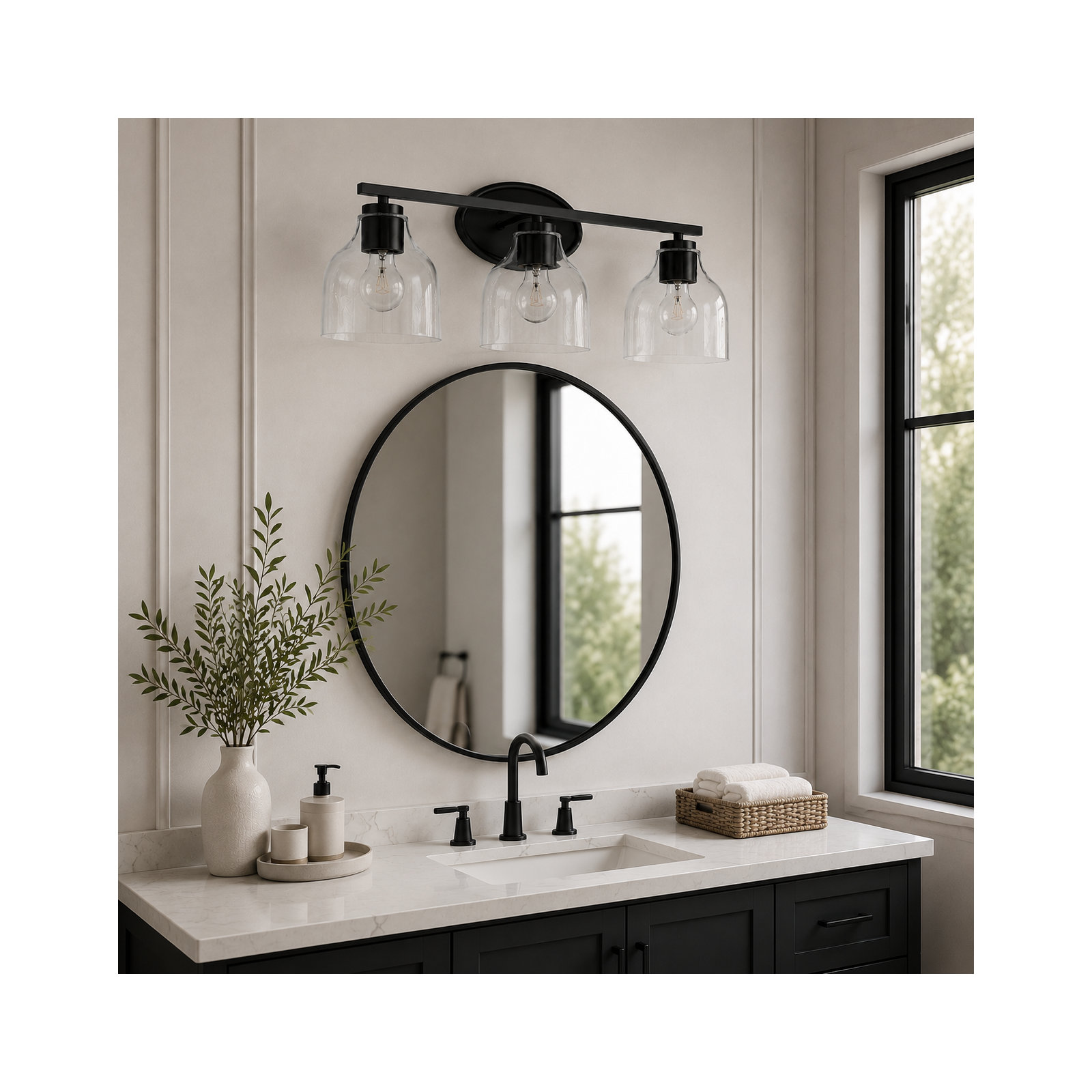 Dimmable Vanity Light, 3, Matte Black