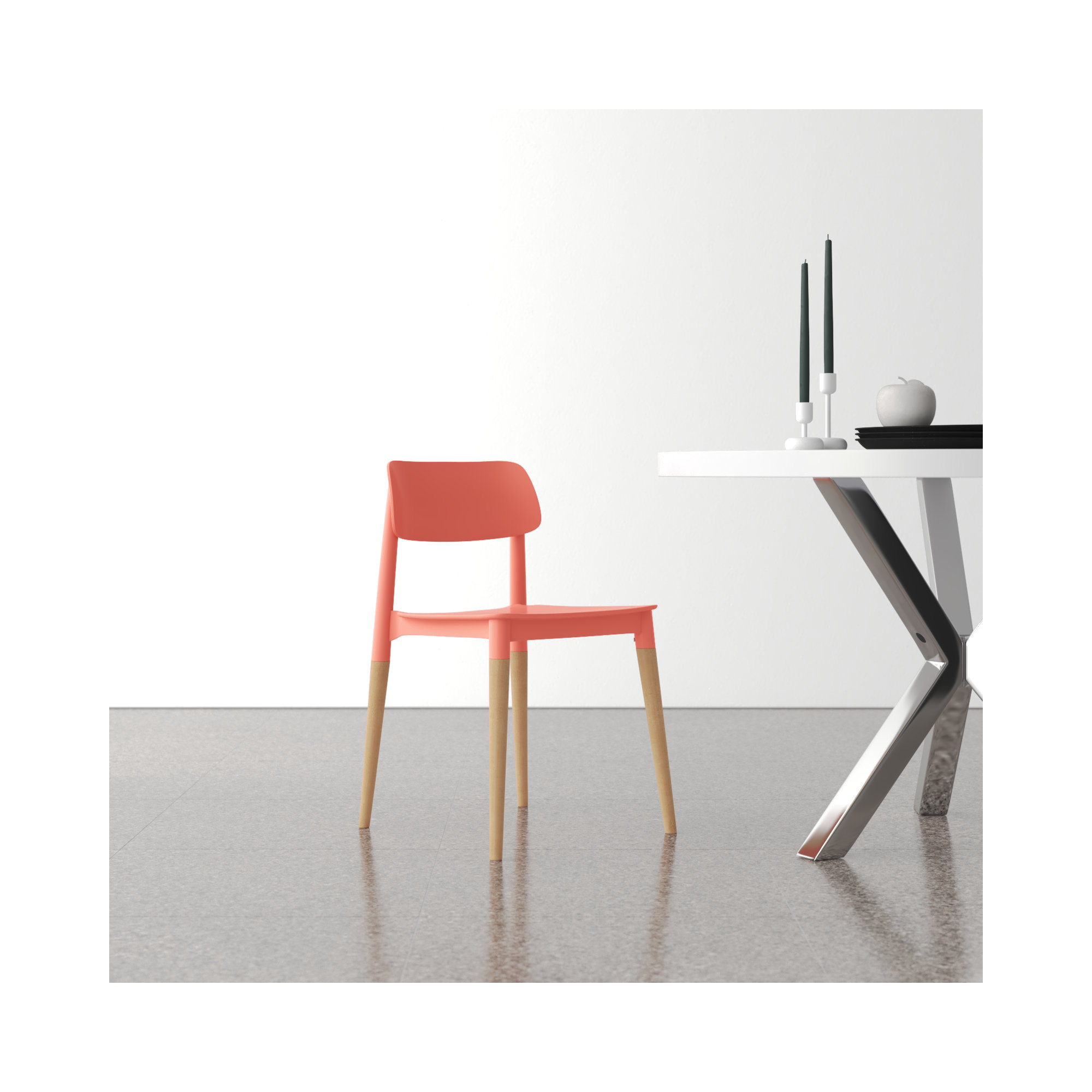 Jago Side Chair, Peach Pink, 1