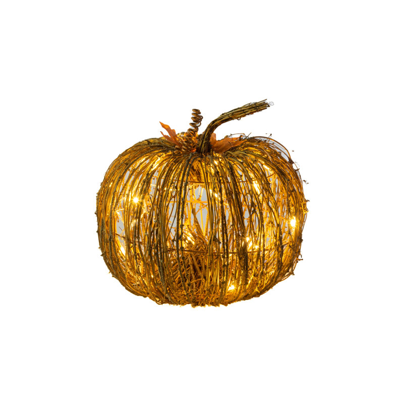 Citrouille bâton à DEL brun assis