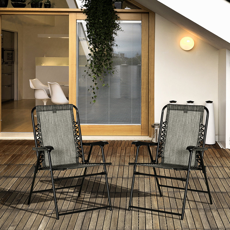 Chaises pliantes 2 pièces avec courroie élastique, pratique pour le camping, le jardin, la piscine, la plage, la piscine grise, la cour arrière pratique,
