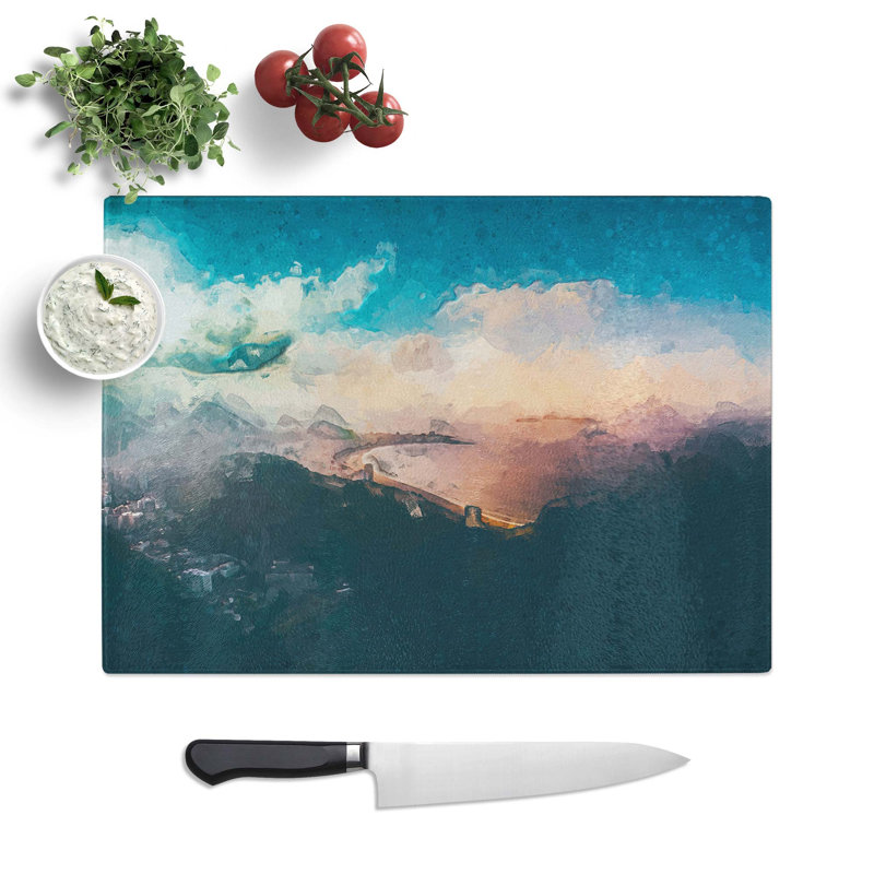 Tempered Glass Copacabana Beach in Rio De Janeiro Chopping Board, 39 cm W x 28.5 cm L