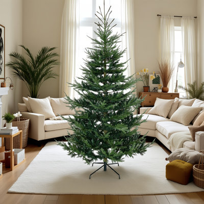 Arbre de Noël artificiel 7,5 pi - Arbre de Noël articulé à pin avec 1218 branches réalistes et base en acier, vert