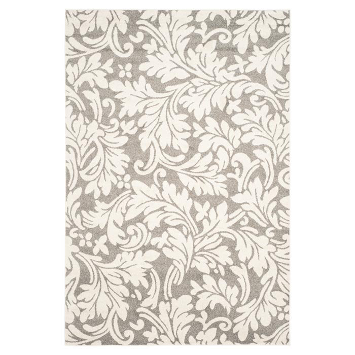 Ammundsen Floral Dark Gray/Beige Area Rug, Rectangle 2'6" x 4'