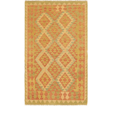 Tapis en laine rouge 3 pi x 5 pi 2 po one-of-kind main-noué la new age Elland
