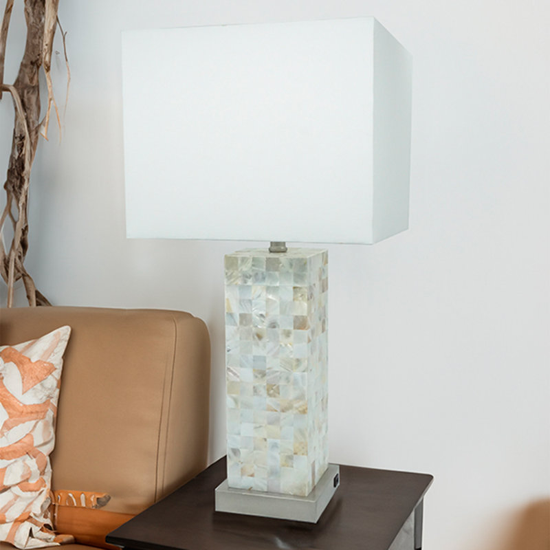 Crown White and Gray Table Lamp, Set of 2