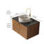 Meuble-lavabo de salle de bain ARAI de 30 po avec lavabo, armoire de rangement murale moderne en contreplaqué avec 2 portes, comptoir noir et lavabo rond en céramique blanche avec motif de pierre, couleur grain de bois espresso