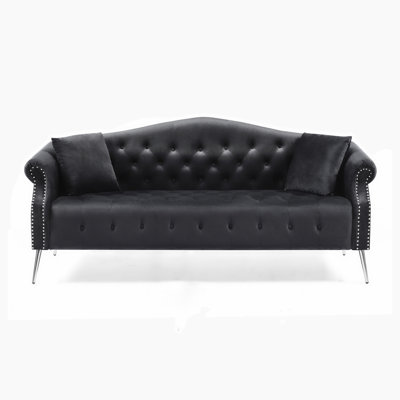 Kairell 78.7'' Velvet Rolled Arms Chesterfield Sofa -  House of HamptonÂ®, 04C3BC00897243C0828BF119B776A7CB