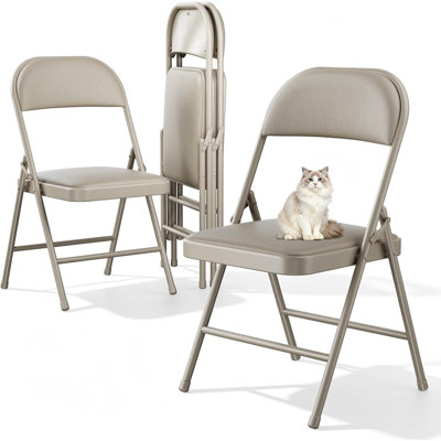 4 Pack PU Leathe rFolding Chairs 350lbs,  Folding Chairs for Events, Weddings & Parties