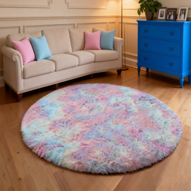 Tie Dye-Rainbow Area Rug,Ideal for multiple scenarios, Tie Dye-Rainbow, 5*5ft