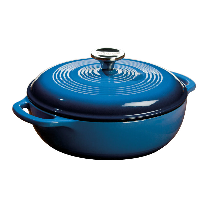 Blue 3 Quart Enameled Cast Iron Dutch Oven with Lid