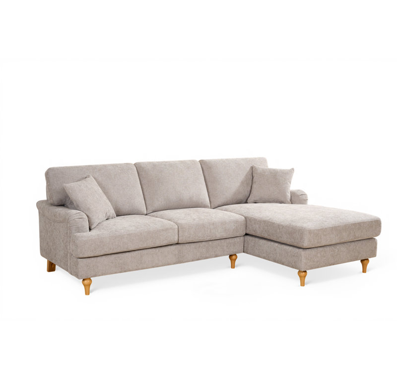 Hamilton 3 Seater Corner Sofa, Chenille - Grey, Right Hand Facing