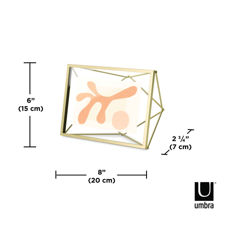 Matte Brass Geometric Floating Picture Frame, 8" x 6"