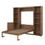 Grand lit escamotable avec tablettes ouvertes et armoires de rangement, lit escamotable pliable en bois, armoire murale polyvalente