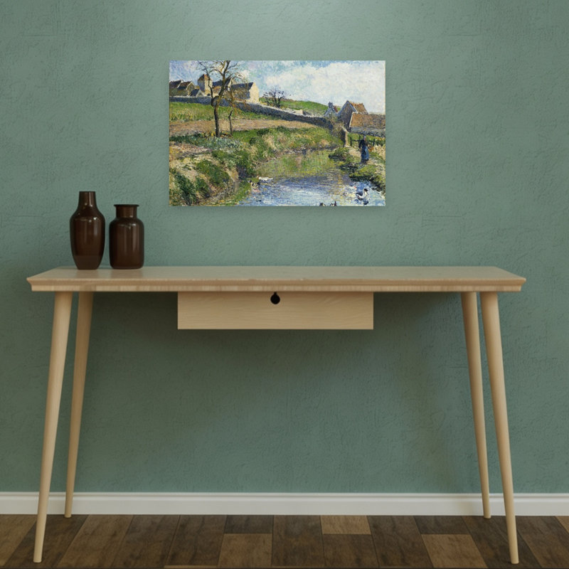 " The Farm At Osny, 1883 Impressionist Abstract Contemporary Duck Landscape Architecture Wall Art Print " by Camille Pissarro