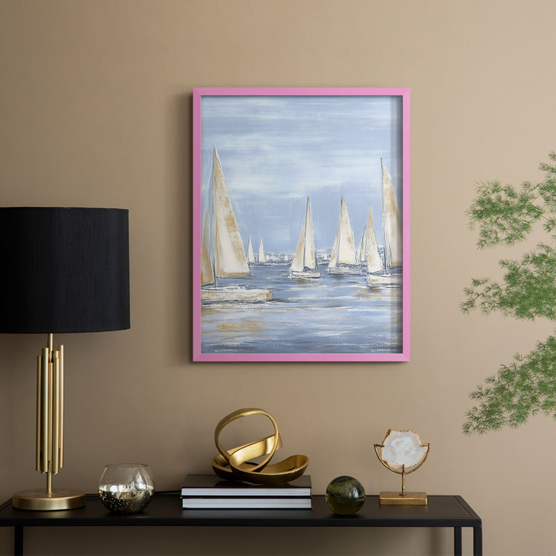 NAUTICAL Series I, reproduction encadrée - bois massif, H 15 po x l 12 po, Rose