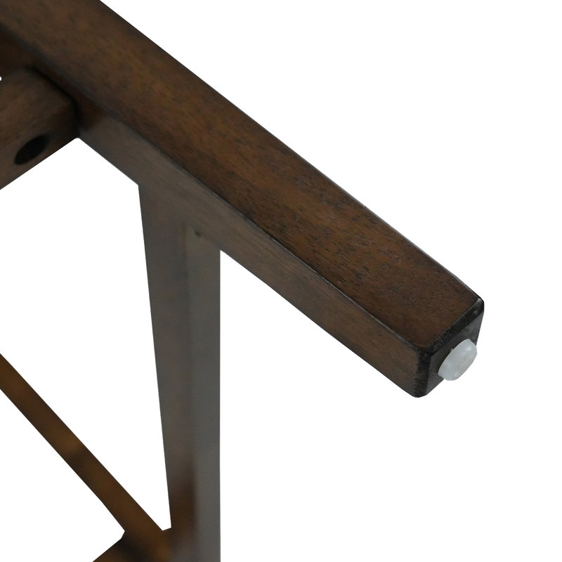 X-Back Solid Wood Fabric Upholstered Bar & Counter Stool With Footrest, Beige Seat/Brown Frame