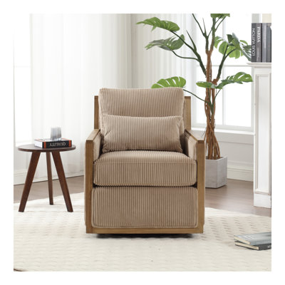 Corduroy Swivel Barrel Chair, Comfy Accent Sofa Chair for Living Room, 360 Degree Swivel Barrel Club Chair, Leisure Arm Chair for Nursery, Hotel, Bedroom, Office, Lounge
