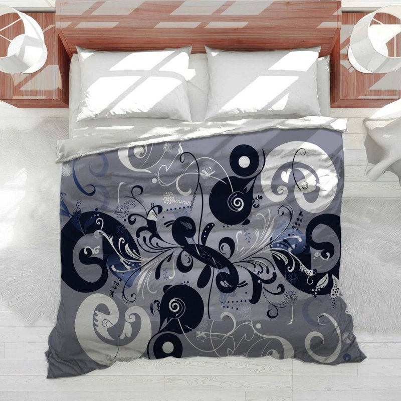 Literie en peluche à la mode, Édredon grand, Gris clair / bleu / blanc