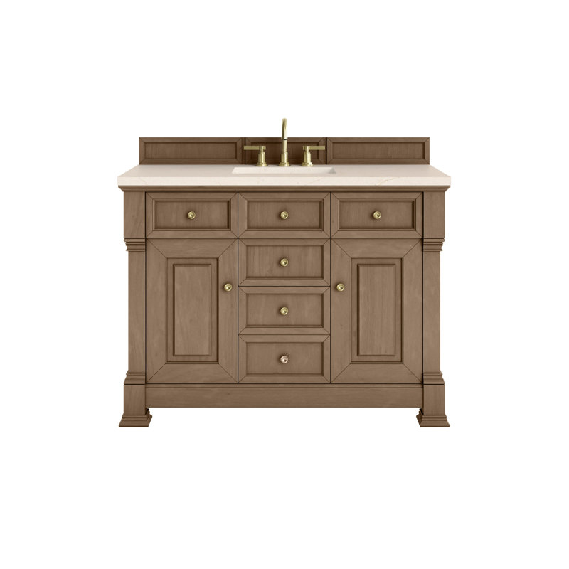 Brookfield 48'' W Single Vanity, White Zeus, Pecan, Widespread