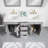 Elmmanual  35'' H X 60" W Solid Wood Bath Vanity with Stain-resistant Carrera White Quartz Top and Double Sink-439585333