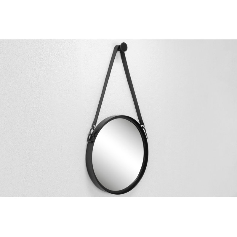 Herron Metal Round Wall Mirror, Black, 70.5cm H x 40cm W