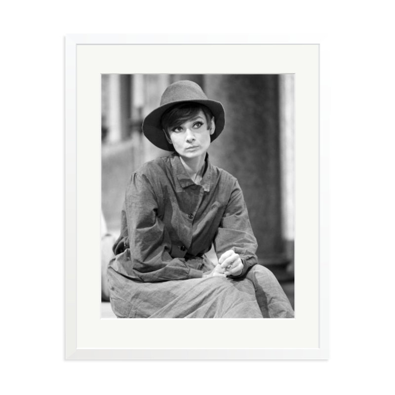 Audrey Hepburn on set, White, 31" H x 25" W