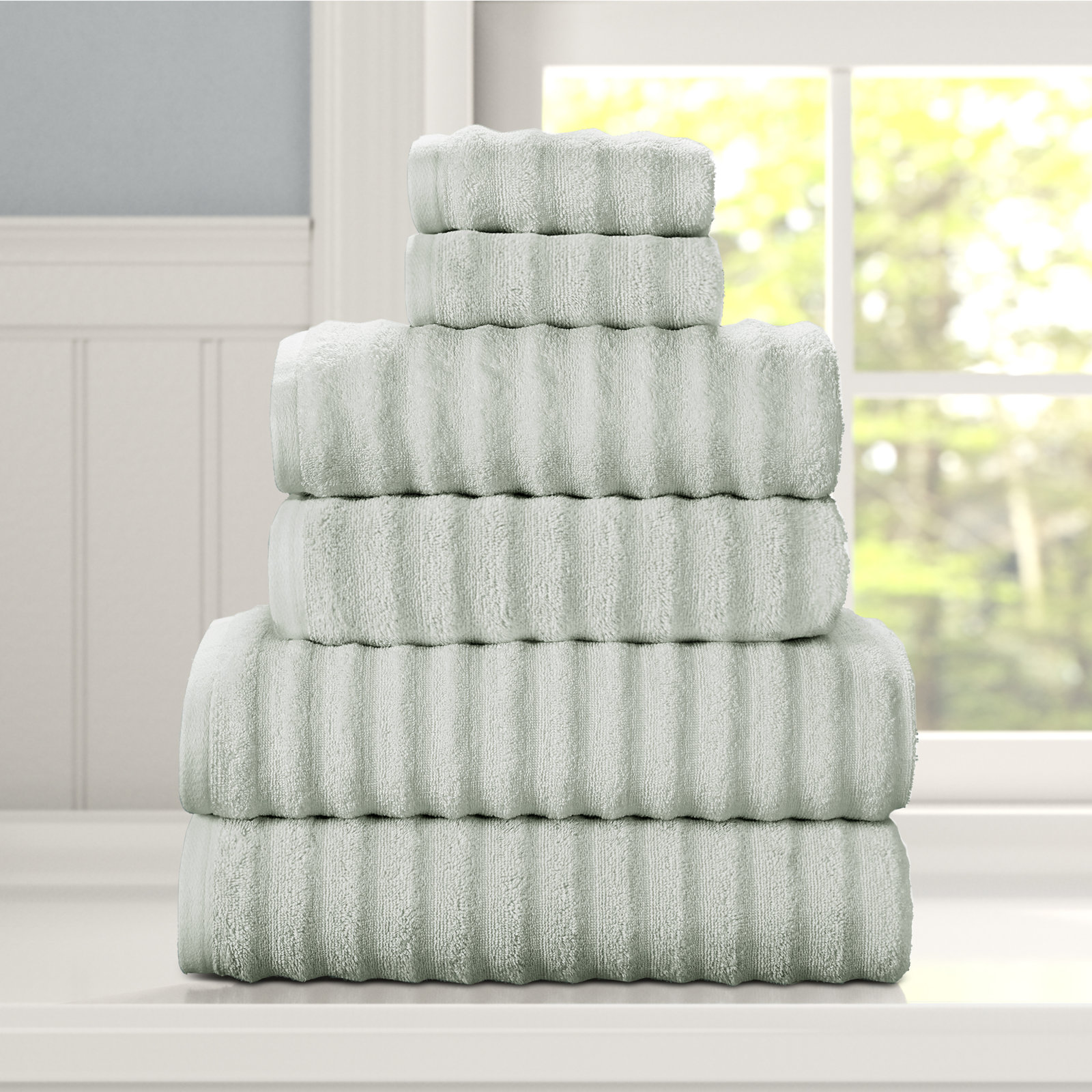 Crete Striped Cotton Bath Towels, Spa