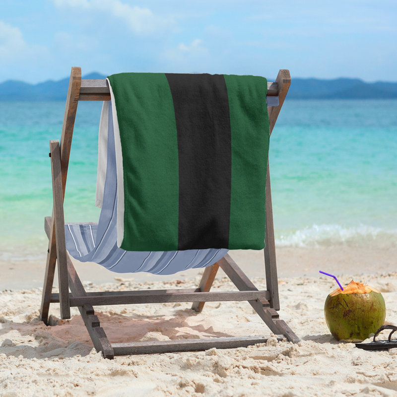 Lightweight Beach Towel, Green/Black