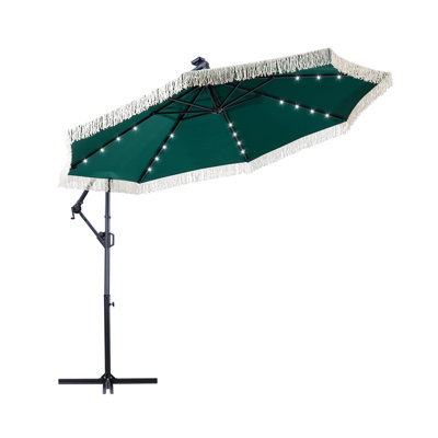 10Ft Patio Offset Hanging Umbrella With Tassels